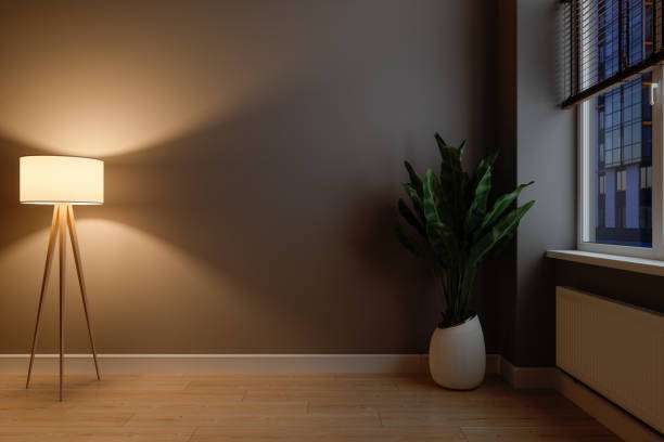 Dark Empty Room With lampshades