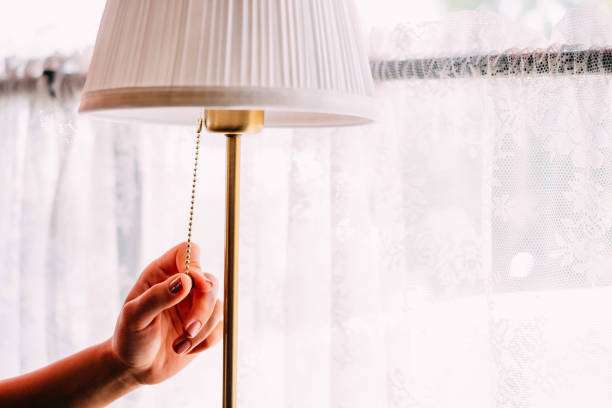 Clean, pure white linen lampshade table lamp