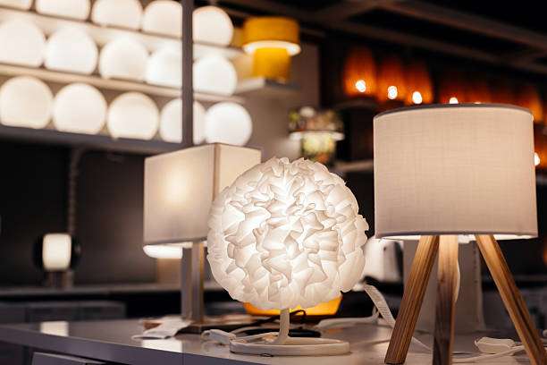Assortment of modern lamp shades with stylish bases.